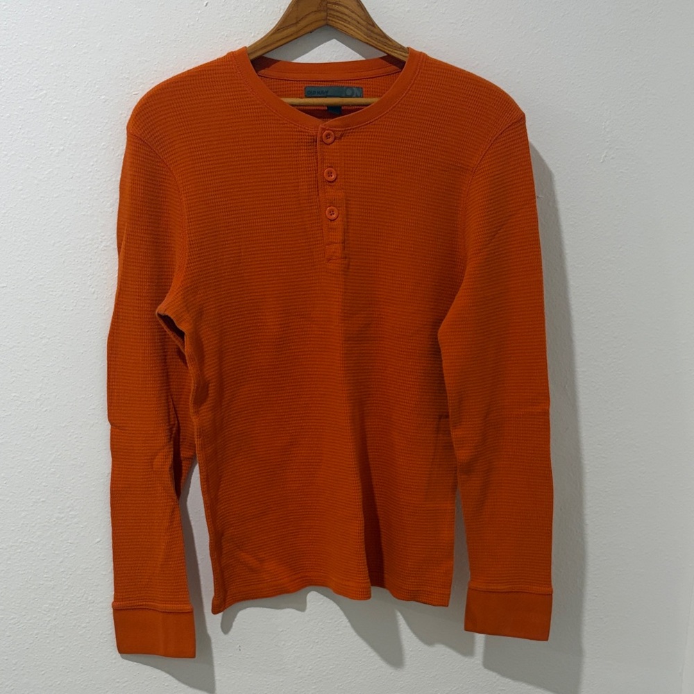 Old Navy Vibrant Orange Long Sleeve Henley